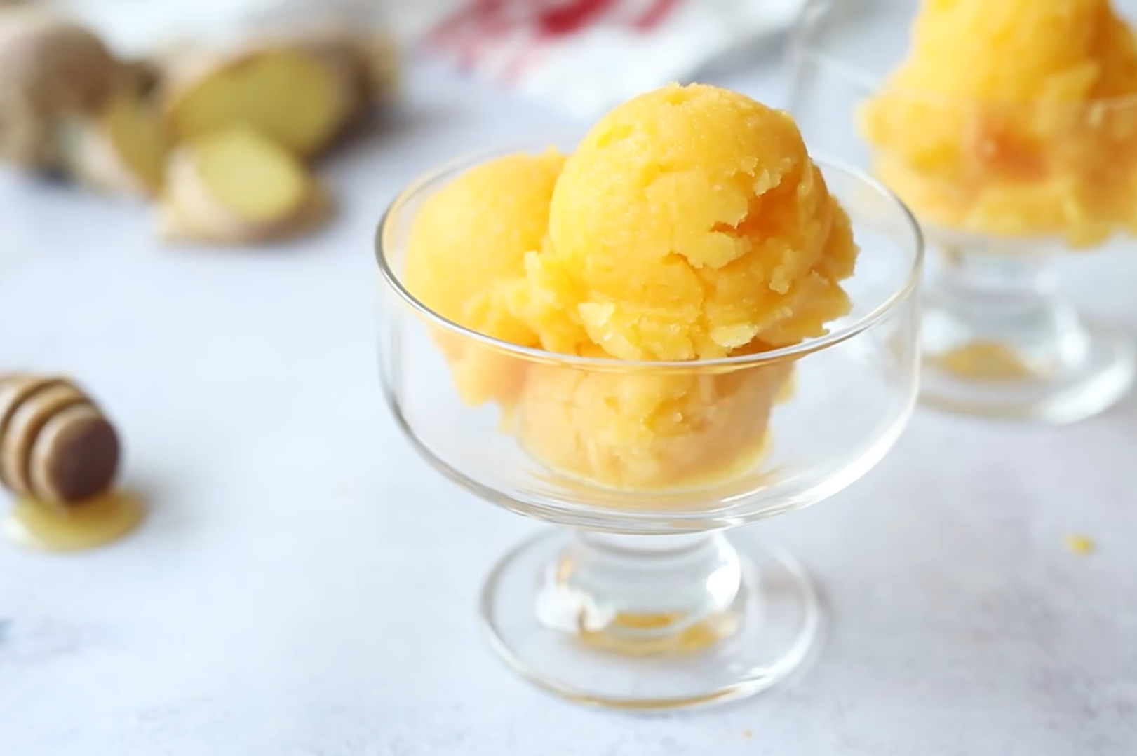 Peach sorbet with ginger