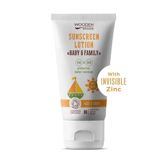 Слънцезащитен лосион Baby&Family SPF 30, 150 мл. - invisible zinc