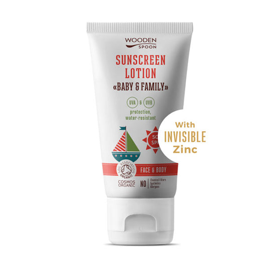 Слънцезащитен лосион Baby&Family SPF 50, 150 мл. - invisible zinc