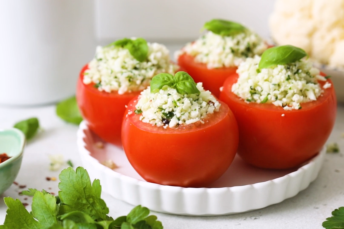 Stuffed Tomatoes With Herbed Cauliflower Rice