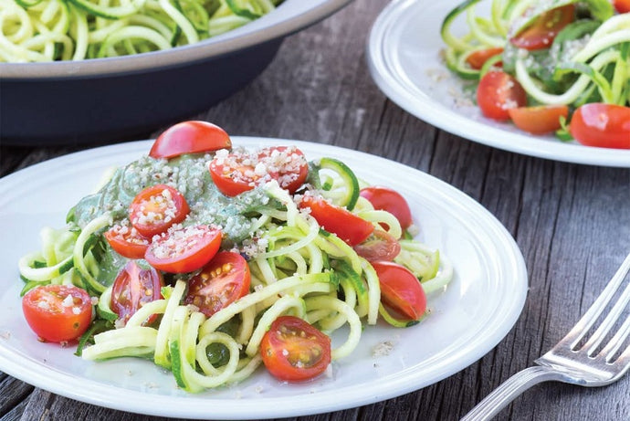 ZUCCHINI SPAGHETTI WITH PESTO SAUCE