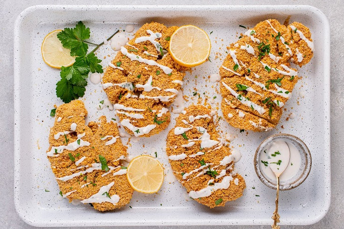 CAULIFLOWER STEAK WITH CHICK BREADING