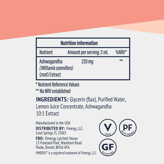 Ashwagandha organică, extract fără alcool 10:1, 55 ml, Vimergy®