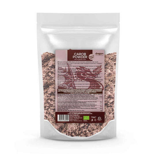 Organic carob flour, 200 g/1 kg.